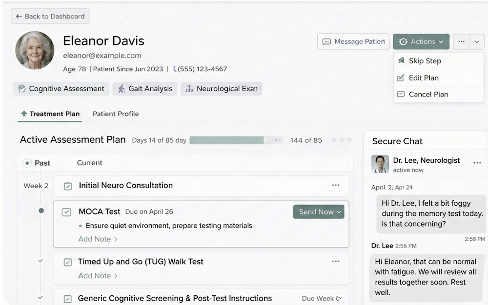Provider view of client treatment plan